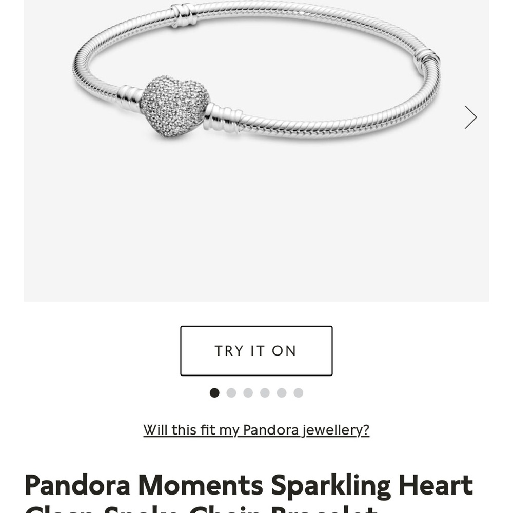 Pandora size 9 sparkling  heart charm bracelet euc